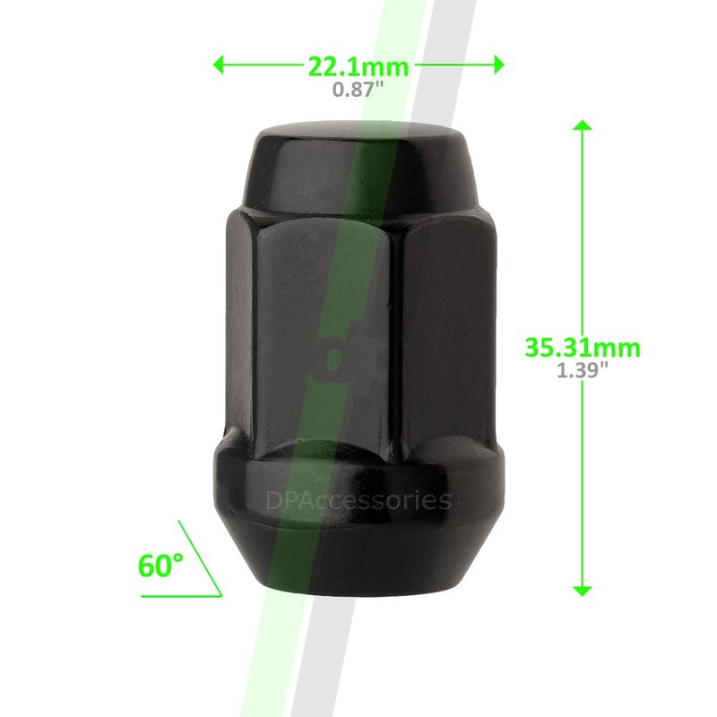 DPAccessories 20 Black 12x1.5 Closed End Bulge Acorn Lug Nuts - Cone Seat - 19mm Hex LCB3B6HE-BK04020 - Image 3
